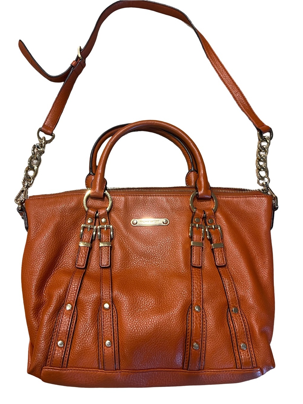 Michael Kors Bedford Legacy Leather Satchel Handbag in Cognac Brown